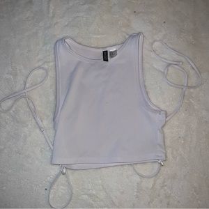 cropped white shirt with tie strings